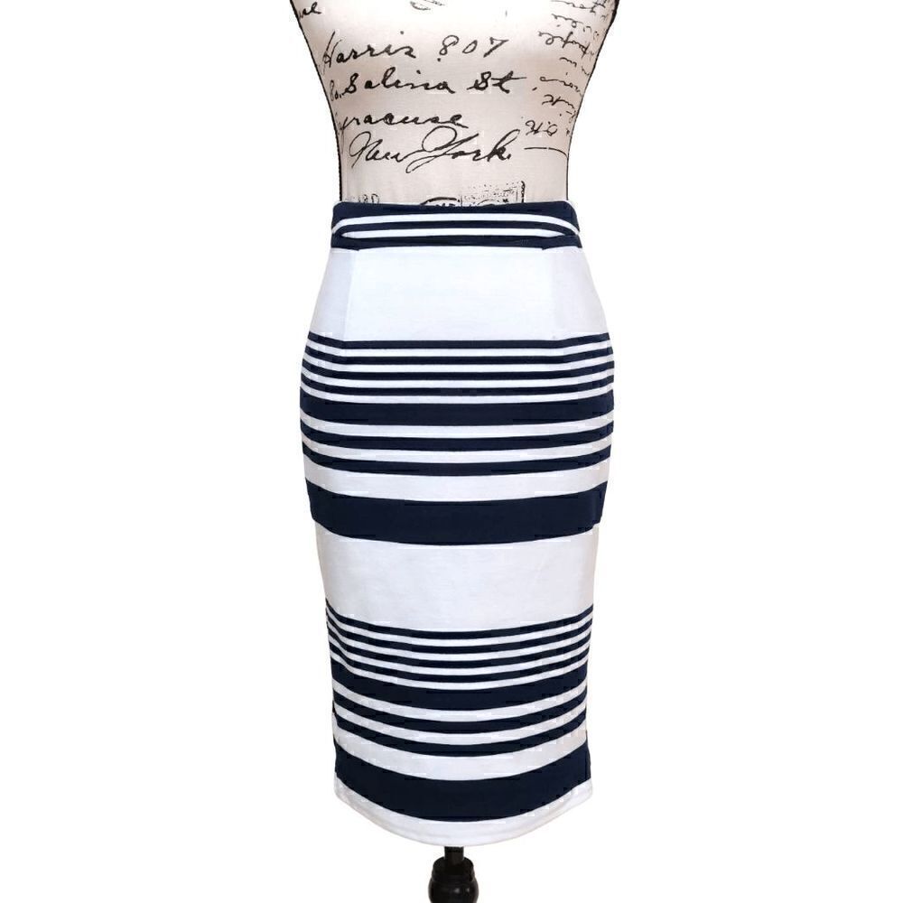 EXECUTIVE PONIES Classy Striped Pencil Skirt SIZE S